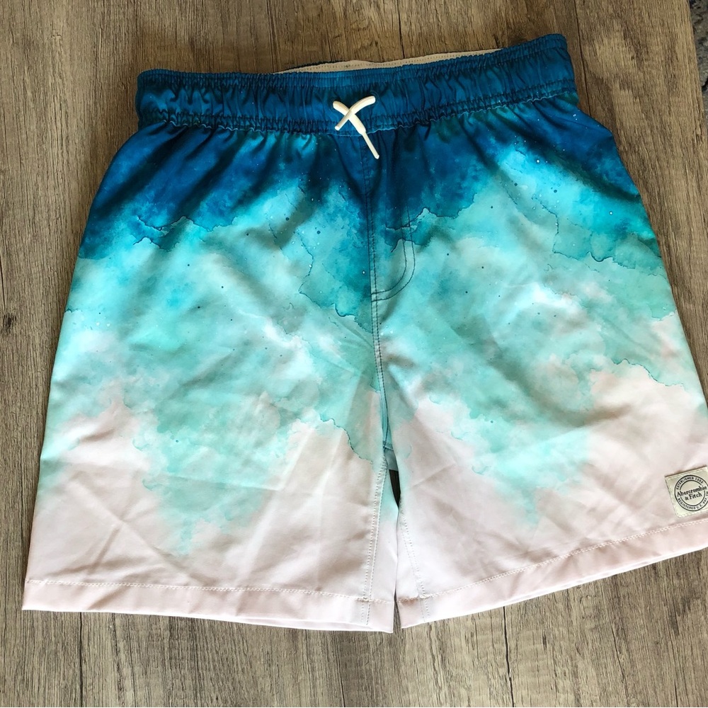abercrombie kids White Mesh-Lined Swim Shorts